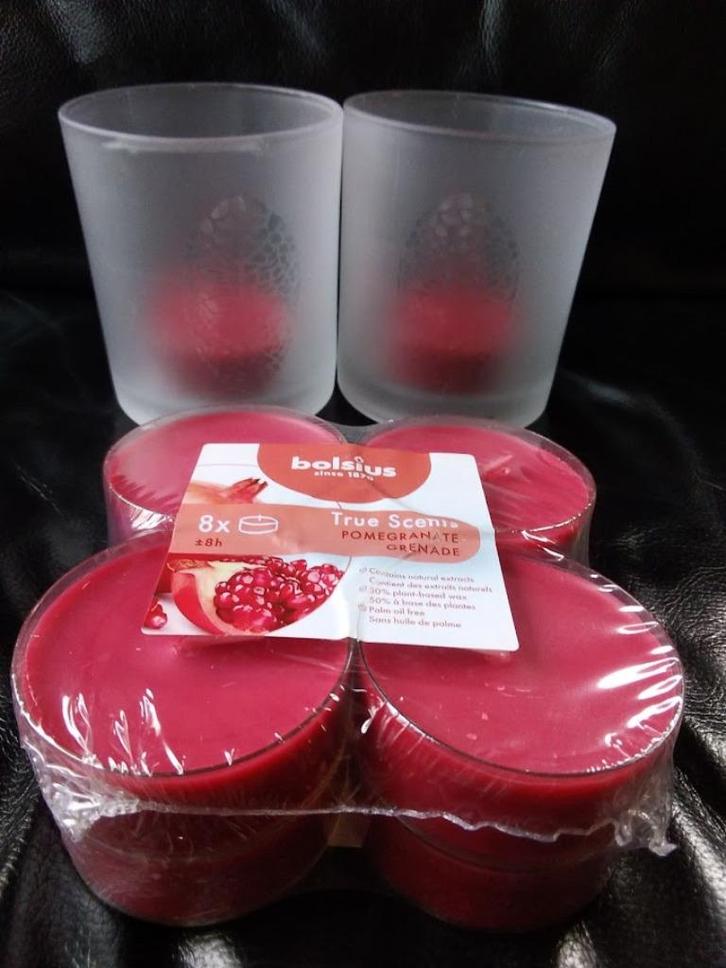 Windlicht (2 st) met geurkaarsjes, Huis en Inrichting, Woonaccessoires | Kandelaars en Kaarsen, Zo goed als nieuw, Kaars, Minder dan 25 cm