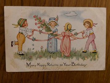 Oude verjaardagsansichtkaart ansichtkaart kaart verjaardag beschikbaar voor biedingen