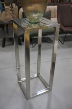 Metalen zuil met glazen vaas en kunst orchidee, Huis en Inrichting, Ophalen, Gebruikt