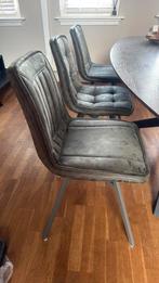 6 eetkamerstoelen +1 zitting extra groen suede staal, Huis en Inrichting, Stoelen, Ophalen, Overige materialen, Overige kleuren