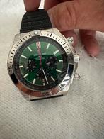 BREITLING groene wijzerplaat met zwarte rubberen band 44mm, Breitling, Ophalen of Verzenden, Zo goed als nieuw, Polshorloge