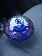 Blauw glazen presse-papier met decoratie, Ophalen of Verzenden