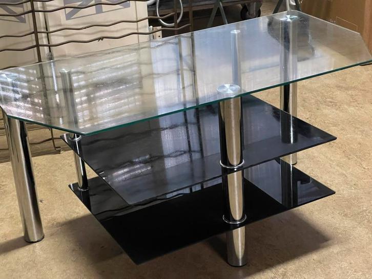 Televisie Tafel TV tafel van Glas en chroom, Audio, Tv en Foto, Televisie-accessoires, Zo goed als nieuw, Ophalen
