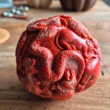 Chinese Cinnaber Lakbol Ø 9 cm beschikbaar voor biedingen