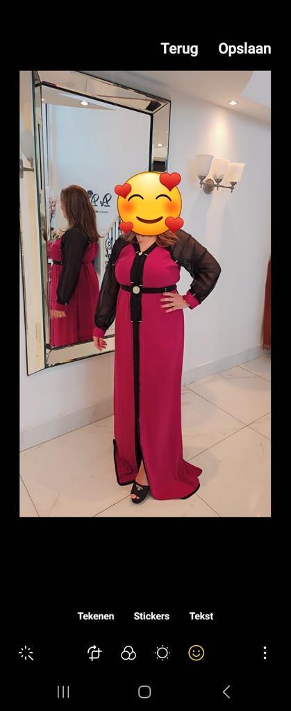 Prachtige Marokkaanse Jurk, Kleding | Dames, Jurken, Zo goed als nieuw, Maat 38/40 (M), Roze, Onder de knie, Ophalen of Verzenden