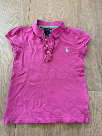 Mooie polo Ralph Lauren roze poloshirt ruches maat 6 110 116 beschikbaar voor biedingen