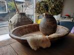 Houten Deco schaal Nepalese kruik, Ophalen, Zo goed als nieuw, Rond, Hout
