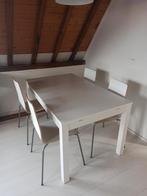 Witte eettafel uitschuifbaar 140-180cm Ikea Bjursta, Ophalen, 100 tot 150 cm, 50 tot 100 cm, Zo goed als nieuw