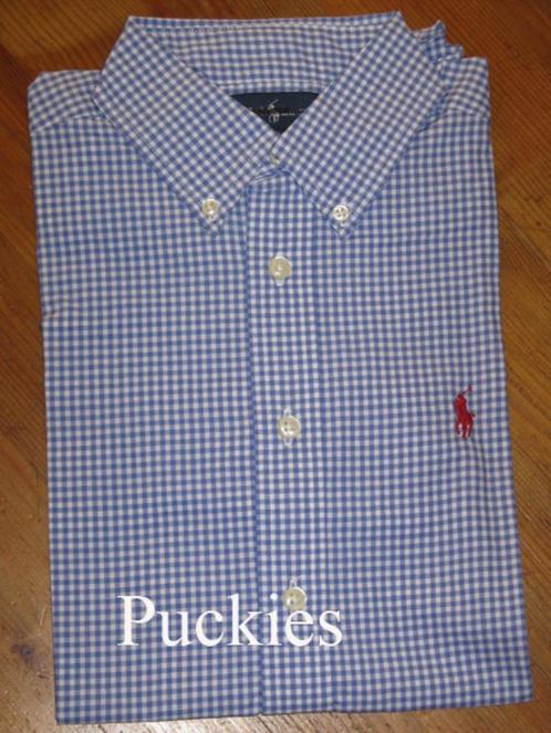 Blauw geruit Ralph Lauren overhemd s/s maat 140/146 *NIEUW a, Kinderen en Baby's, Kinderkleding | Maat 140, Nieuw, Jongen, Overhemd of Blouse