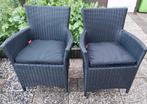 2 tuin stoelen met kussen, Tuin en Terras, Ophalen, Zo goed als nieuw, Kunststof, 2 zitplaatsen
