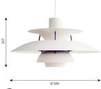 Vintage Louis Poulsen PH5 Lamp - Off White/Blauw, Huis en Inrichting, Lampen | Hanglampen, Ophalen, Gebruikt, Vintage, Metaal