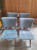 Vintage Eetkamerstoelen - Set van 4, Huis en Inrichting, Stoelen, Ophalen, Hout, Gebruikt, Blauw