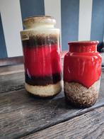 2 keramieken vaas/vazen rood west germany, Ophalen of Verzenden
