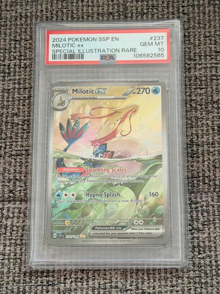 Milotic ex 237/191 Surging Sparks - PSA 10, Hobby en Vrije tijd, Verzamelkaartspellen | Pokémon, Zo goed als nieuw, Ophalen of Verzenden