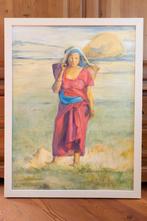 Olieverf ingelijst schilderij Nepalese vrouw, Antiek en Kunst, Kunst | Schilderijen | Klassiek, Ophalen