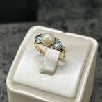 10k gouden ring met blauw steen en parel, Sieraden, Tassen en Uiterlijk, Ringen, Ophalen of Verzenden, Nieuw, Goud