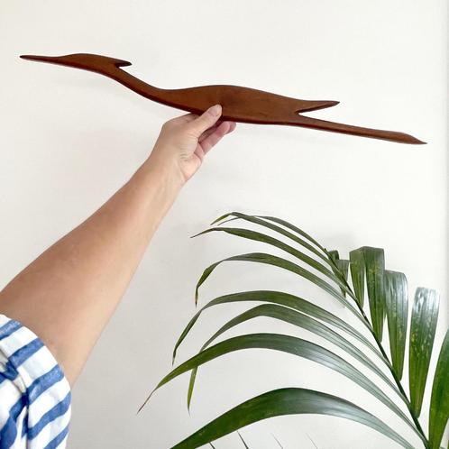 teak XL gestileerde wand VOGEL Mid Century design vintage, Antiek en Kunst, Kunst | Beelden en Houtsnijwerken, Ophalen of Verzenden