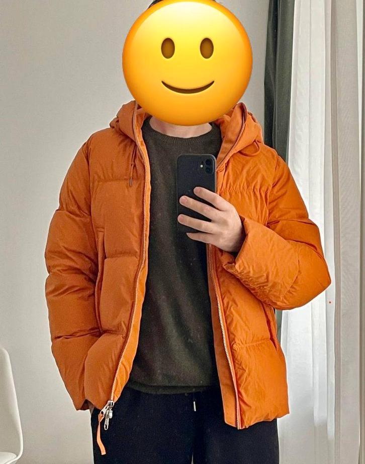 Arket Down Puffer Jacket, S, Kleding | Heren, Jassen | Winter, Zo goed als nieuw, Maat 46 (S) of kleiner, Oranje, Verzenden
