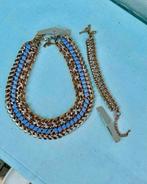 Set Ketting / armband goudkleur , lila lint , steentjes ZARA, Overige materialen, Nieuw, Ophalen of Verzenden, Goud