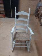 Schommelstoel rieten zitting, Huis en Inrichting, Stoelen, Ophalen, Wit, Eén