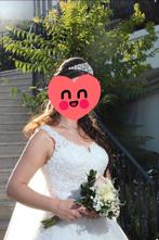 Prinsessen trouwjurk met veel handwerk en parels, maat 38, Ophalen of Verzenden, Gedragen, Wit, Trouwjurk
