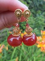 Oorbellen Mary Lou agaat-swarovski-kraal goud, Ophalen, Nieuw