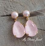 Oorstekers "Dreamy Powder Rose " met Swarovski Crystal, Sieraden, Tassen en Uiterlijk, Met kristal, Overige materialen, Verzenden