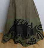 Handbedrukte vintage maxi jurk met vis print van Danskina! M, Maat 38/40 (M), Bruin, Verzenden, Zo goed als nieuw