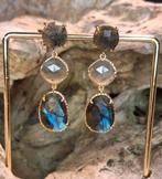 Vergulde edelsteen oorstekers, Sieraden, Tassen en Uiterlijk, Oorbellen, Nieuw, Ophalen of Verzenden, Knopjes of Stekers, Goud