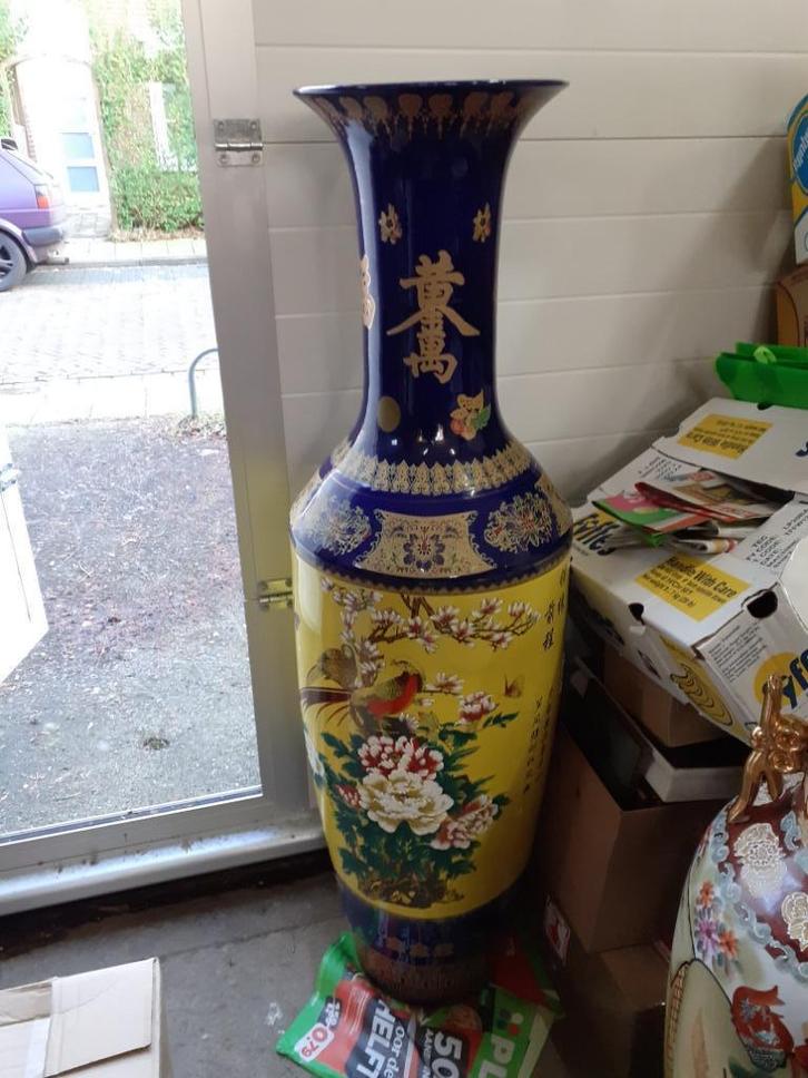 Kapitale Vaas uitzonderlijk fr beschilderd oa Emeraldblauw, Antiek en Kunst, Kunst | Niet-Westerse kunst, Ophalen