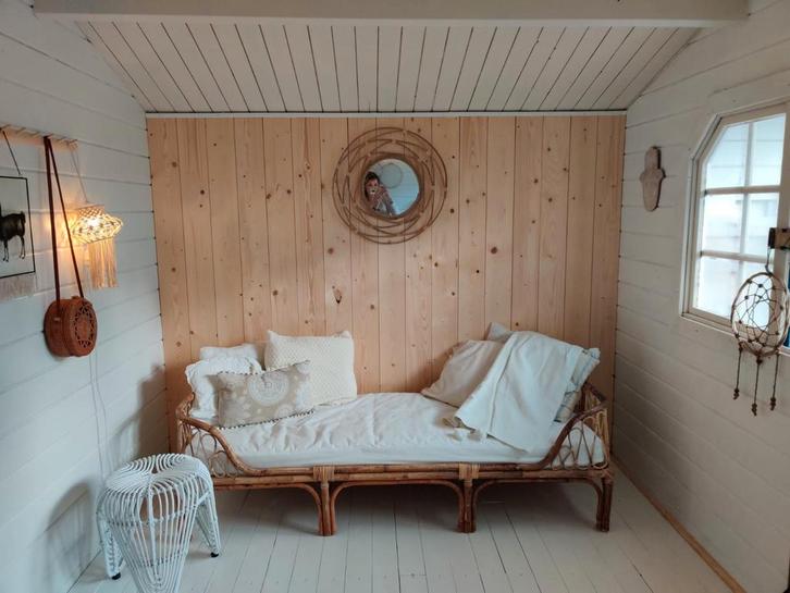 Bamboe Bed / Bank - Bohemian Stijl, Huis en Inrichting, Slaapkamer | Bedden, Zo goed als nieuw, Eenpersoons, 80 cm, 200 cm, Hout