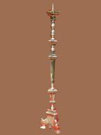 Kerkantiek grote zware koperen Paaskaars-kandelaar., Ophalen, Koper of Brons