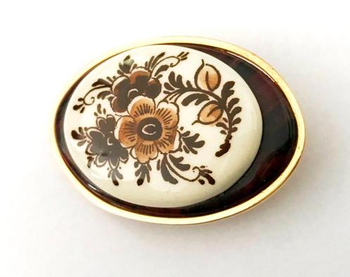Prachtige grote Oude porseleinen broche, Sieraden, Tassen en Uiterlijk, Broches, Zo goed als nieuw, Verzenden