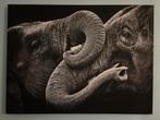 Schilderij olifanten canvas, Huis en Inrichting, Woonaccessoires | Schilderijen, Tekeningen en Foto's, Ophalen of Verzenden, Zo goed als nieuw