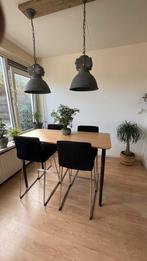 Bamboe eettafel met passende stoelen, Ophalen, 100 tot 150 cm, 50 tot 100 cm, Zo goed als nieuw