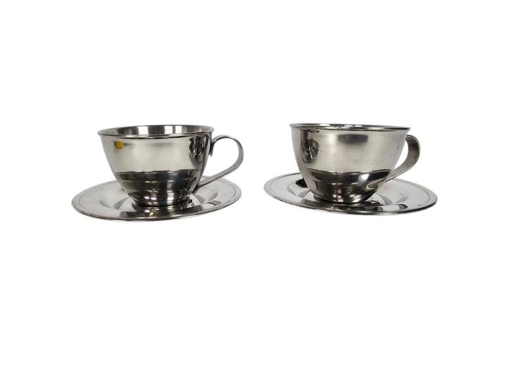 Nanni Italy P&B  - RVS  -  2 x design dubbelwandige kopjes, Huis en Inrichting, Keuken | Keukenbenodigdheden, Zo goed als nieuw