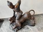 Bronze sculpture van een chinese krijger op een tijger, Antiek en Kunst, Ophalen of Verzenden, Brons