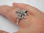 Zilveren vintage ring met markasiet maat 17,5 nr.1729, Verzenden, Zo goed als nieuw, 17 tot 18, Dame