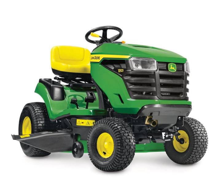 John Deere X 107 Benzine Zitmaaier, Tuin en Terras, Zitmaaiers, Nieuw, 90 tot 120 cm, Elektrische starter, Mulchfunctie, Ophalen of Verzenden