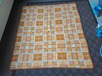 Mooie oranje geblokte deken acryl velours, Huis en Inrichting, Woonaccessoires | Plaids en Woondekens, Ophalen of Verzenden, Zo goed als nieuw