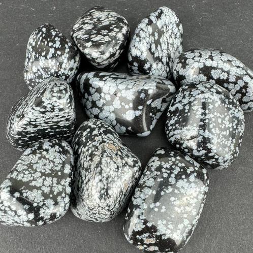 Sneeuwvlok Obsidiaan trommelsteen uit Zuid-Afrika, Verzamelen, Mineralen en Fossielen, Mineraal, Ophalen of Verzenden