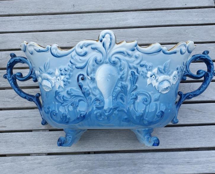 Antieke jardin!ère van Nimy met dubbele adelaarsstempel, Antiek en Kunst, Antiek | Keramiek en Aardewerk, Ophalen of Verzenden