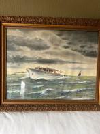 Schilderij van een boot op zee, Antiek en Kunst, Ophalen of Verzenden