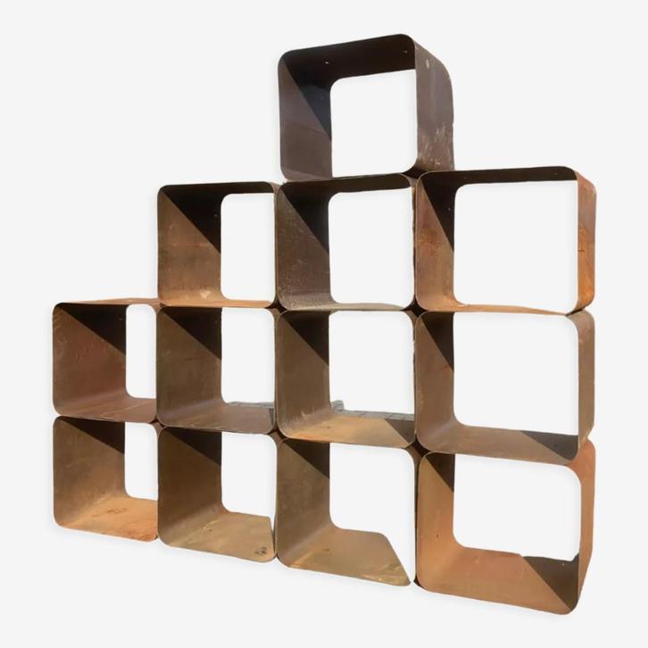 Cortenstaal Cubes (voor binnen/buiten - kast/houtopslag), Huis en Inrichting, Kasten | Wandmeubels, Gebruikt, Minder dan 100 cm