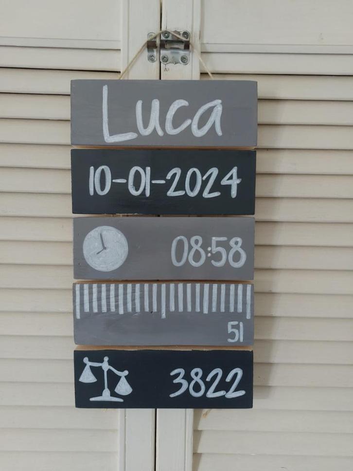 geboorte naambord/ladder nav geboortekaartje, Kinderen en Baby's, Kraamcadeaus en Geboorteborden, Nieuw, Ophalen of Verzenden