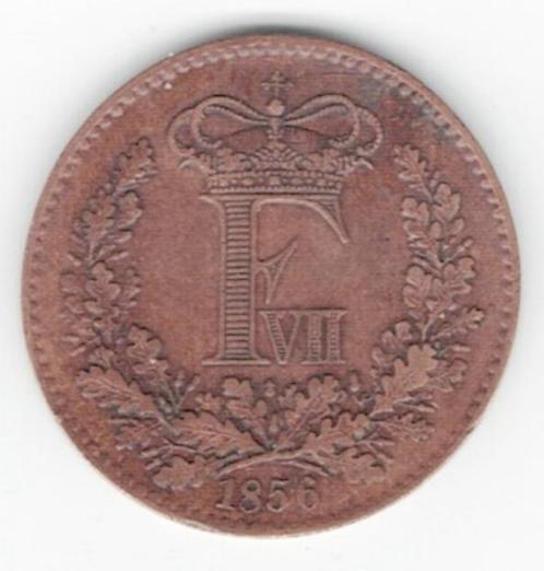 25-1281 Denemarken 1 skilling 1856, Postzegels en Munten, Munten | Europa | Niet-Euromunten, Losse munt, Overige landen, Verzenden