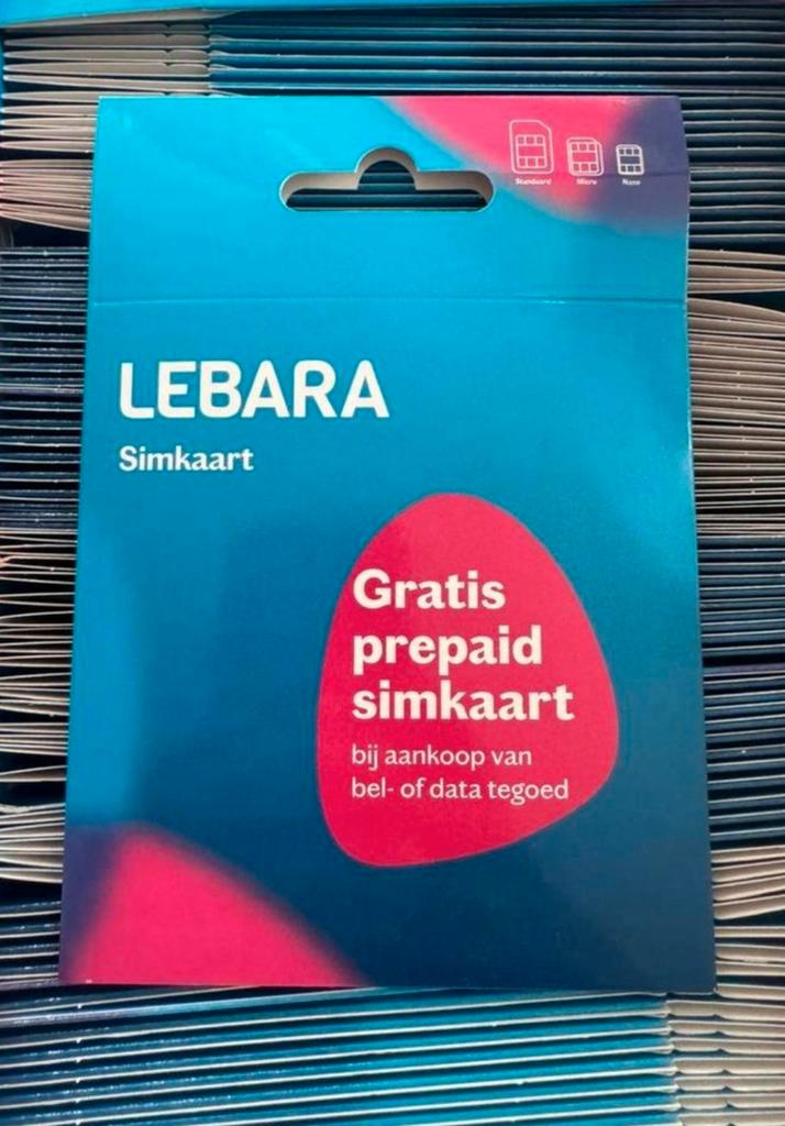 Lebara Prepaid Simkaart - Nieuw 300 stuks nieuw 2026 en 2027, Telecommunicatie, Prepaidkaarten en Simkaarten, Nieuw, Prepaidkaart