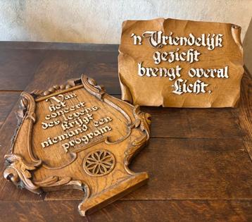 2x Houten wandspreuk, nostalgische wanddecoratie beschikbaar voor biedingen