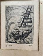Ets van Zeilboot door Goris, 1954, Antiek en Kunst, Kunst | Etsen en Gravures, Ophalen of Verzenden