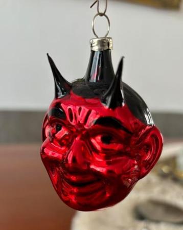 Vintage Glaswerkstätten Lauscha Krampus duivel kerstbal 1 beschikbaar voor biedingen